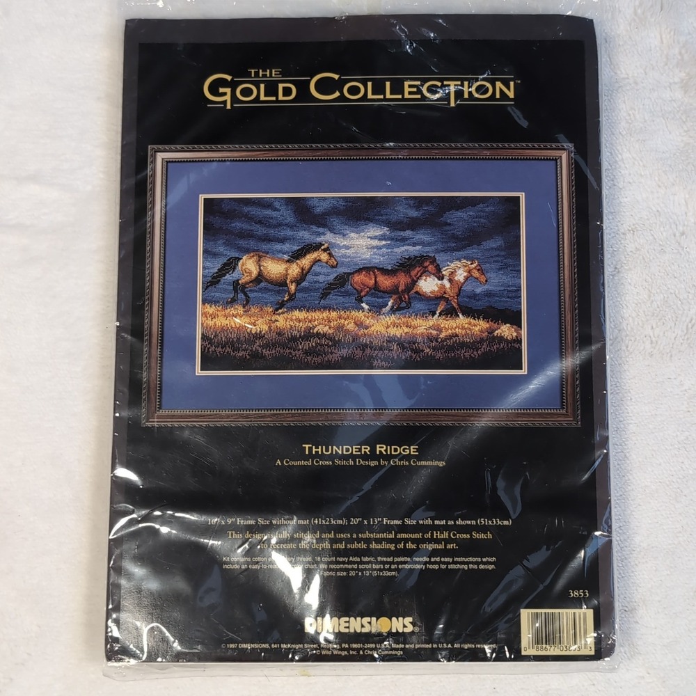 New vintage Dimensions Gold Collection Cross Stitch Kit Thunder Ridge 3853 NOS